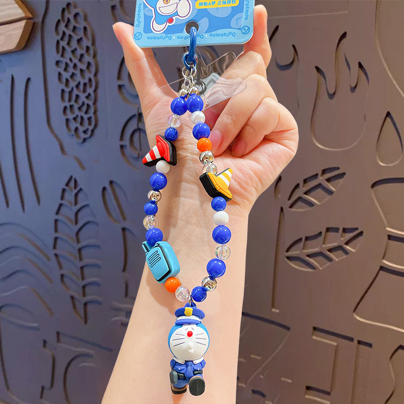 正版卡通哆啦A梦萌趣串珠手机链