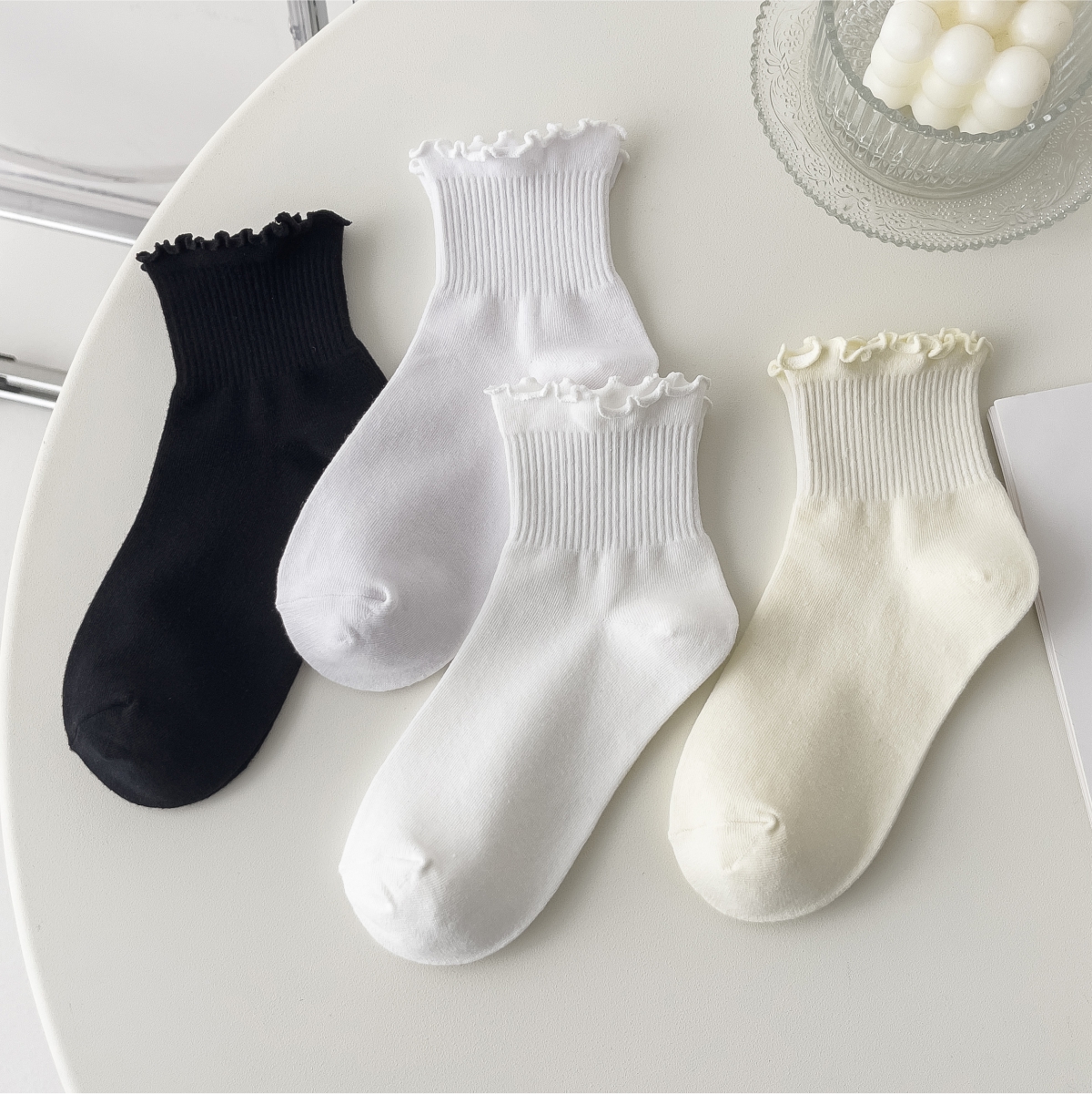 日系花边短袜夏ins袜子女木耳边