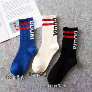 长袜子男女潮牌字母韩版 运动篮球学院风 中筒港风情侣欧美街头个性