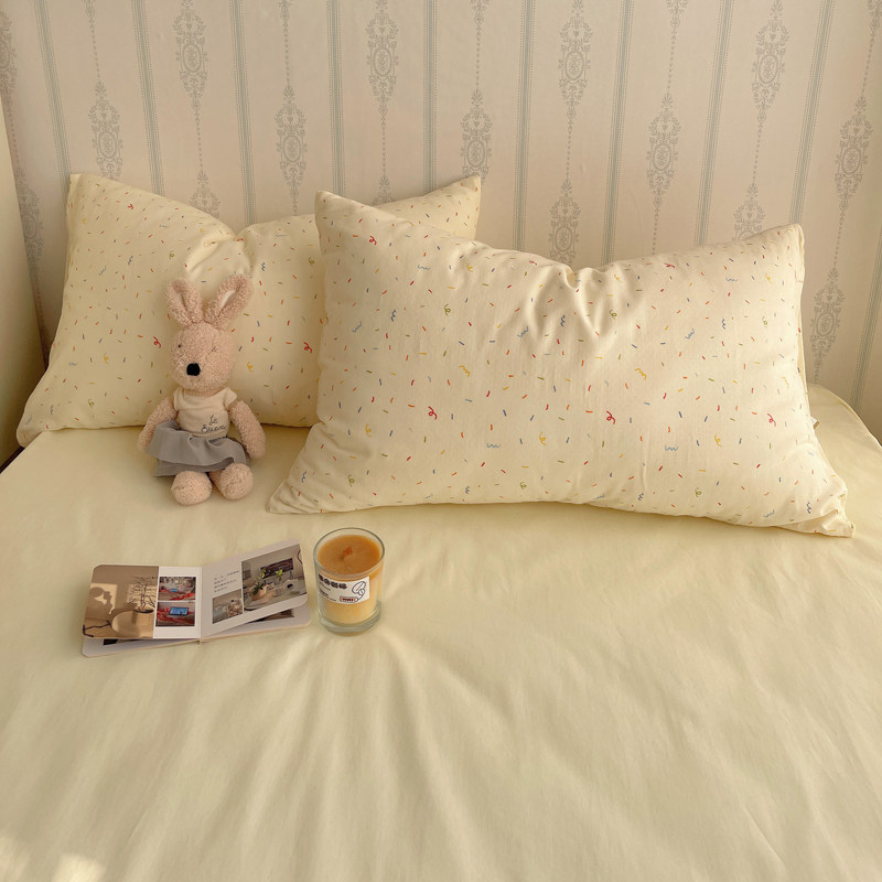 2026新款A类纯色水洗棉枕套简约一对单品枕头芯罩42*74cm宿舍单人