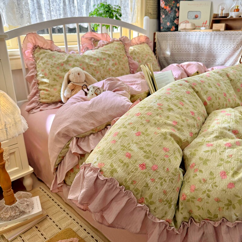 春夏法式复古美学田园风印花边款