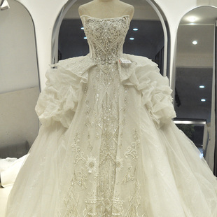 全新处理重工抹胸显瘦法式婚纱2025新款奢华拖尾宫廷风高级感主纱