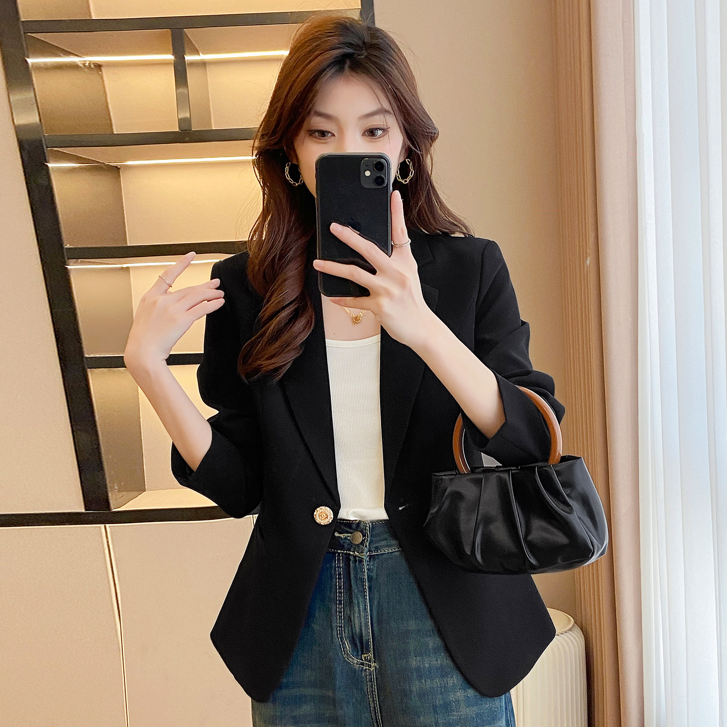 休闲西装外套女春秋季新款时尚气质百搭上衣修身显瘦长袖小西服,女装/女士精品,常规大码外套,淘宝优惠券,粉丝福利购,淘宝优惠卷