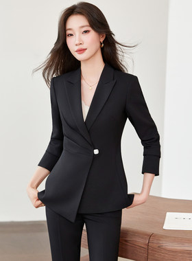 秋冬女修身显瘦西装两件套