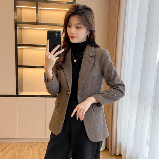 外套女洋气修身 2026春秋装 西装 长袖 显瘦休闲气质加厚小西服 新款