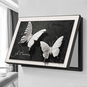 新款 现代北欧黑白灰高级感蝴蝶客厅电表箱装 饰画电闸盒多媒体盒画