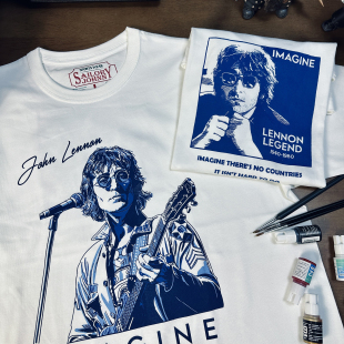 摇滚270g宽松重磅纯棉男女 T恤美式 SAILOR JOHNNY手绘列侬印花短袖