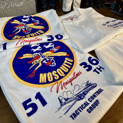 SJ长袖美式复古男女印花亨利领T