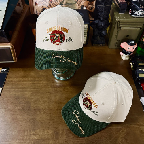 SAILOR JOHNNY 美式复古刺绣棒球帽人字纹纯棉人字纹男女可调节