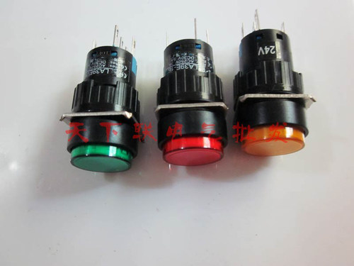 全新16mm小型LAZ16 LA39-E11D圆形带灯复位按钮开关DC24V黄红绿