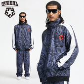 TRIBAL美式 嘻哈涂鸦满印夹克男街舞滑板oversize撞色拼接运动外套