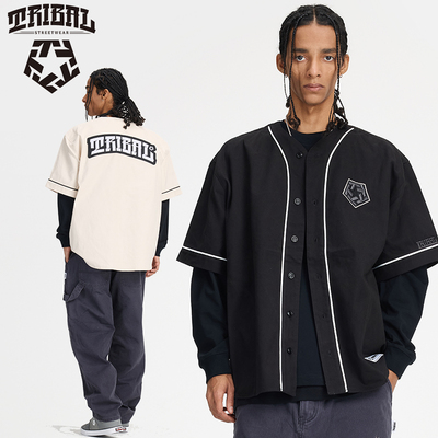 美式嘻哈涂鸦短袖衬衫