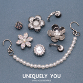 洞洞鞋 卡骆驰配件智必星金属银色宝石钻石 花 花配饰新款 Crocs鞋