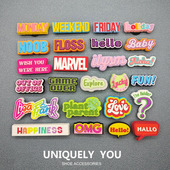 洞洞鞋 扣 配饰正品 花crocs鞋 2024新款 饰配件鞋 鞋 装 趣味英文系列