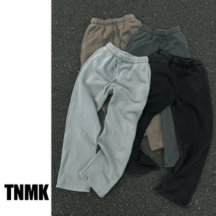 TNMK宽松慵懒垂感加绒加厚直筒宽松卫裤 街头水洗炒色休闲运动长裤