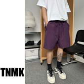 男女速干沙滩裤 潮牌休闲日系宽松纯色五分透气运动短裤 夏季 TNMK