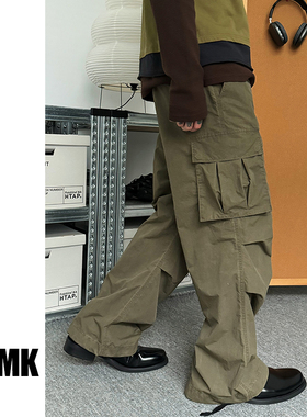 TNMK 美式休闲伞兵裤洗水速干微喇Cargo口袋工装裤宽松休闲直筒裤