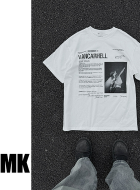 TNMK 美式复古水洗做旧印花短袖摇滚乐队印花T恤小众潮流男女上衣