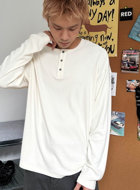 TNMK 美式慵懒亨利长袖T恤25秋季新品潮牌Cleanfit休闲纯色打底衫