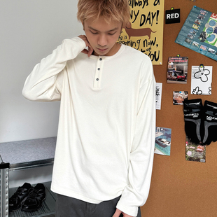 美式 潮牌Cleanfit休闲纯色打底衫 慵懒亨利长袖 新品 T恤25秋季 TNMK