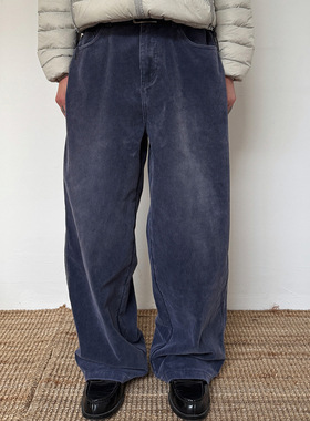 TNMK美式复古400g灯芯绒cleanfit酵洗直筒百搭休闲宽松弹力腰长裤