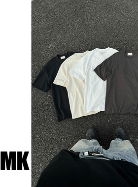 TNMK复古美式高街OVERSIZE纯色短袖T恤宽松半袖男INS白色打底衫潮