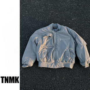 棒球服纯色加厚短款 高街潮机能MA1拉链口袋工装 棉衣外套 美式 TNMK