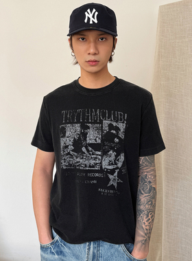 TNMK华夫格全棉水洗短袖男款vintage合身短款版型显瘦上衣正肩T恤