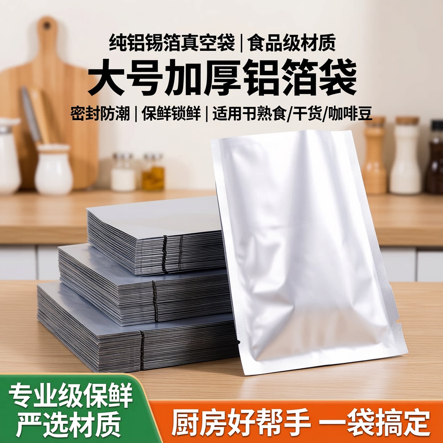铝箔真空包装袋大号食品纯铝平口袋锡箔袋熟食加厚真空机袋子定制