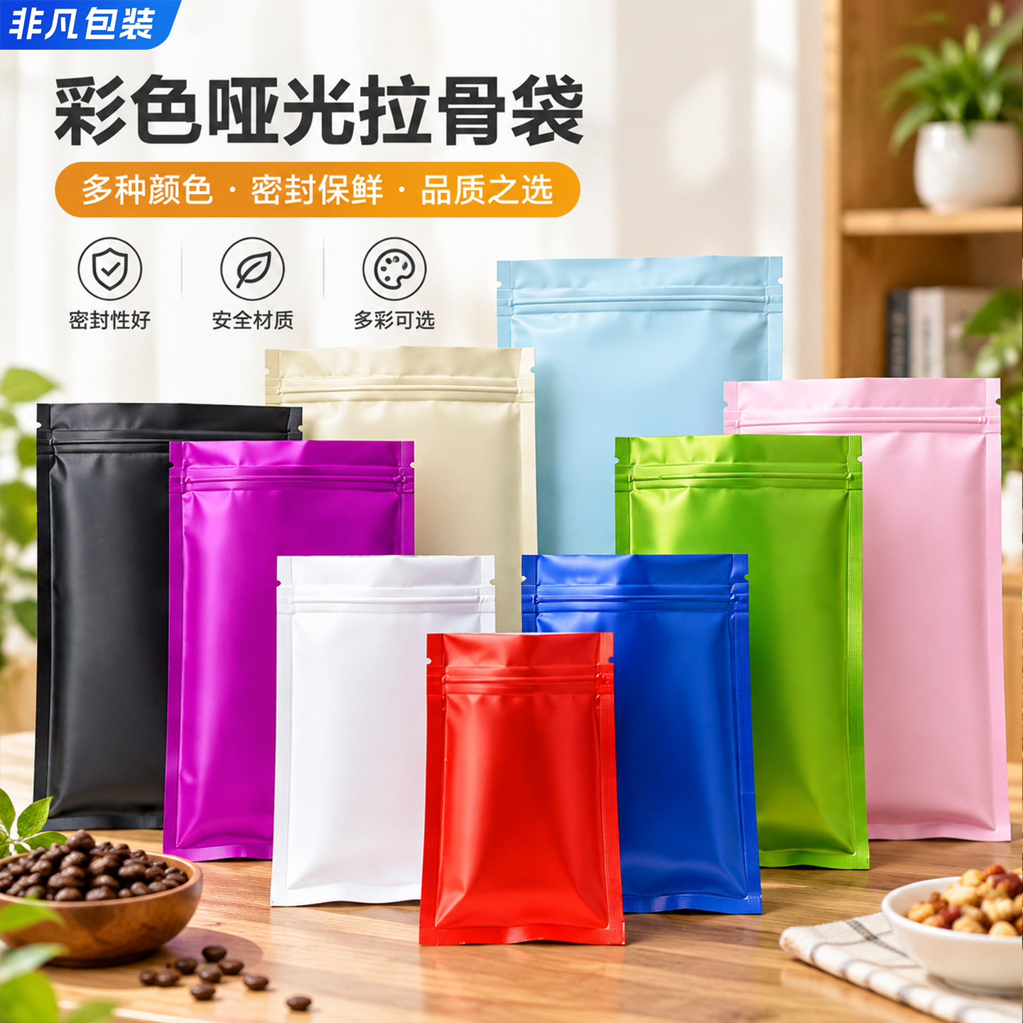 彩色铝箔袋自封袋磨砂袋哑光镀铝拉骨袋药粉末包装袋吕泊定制logo