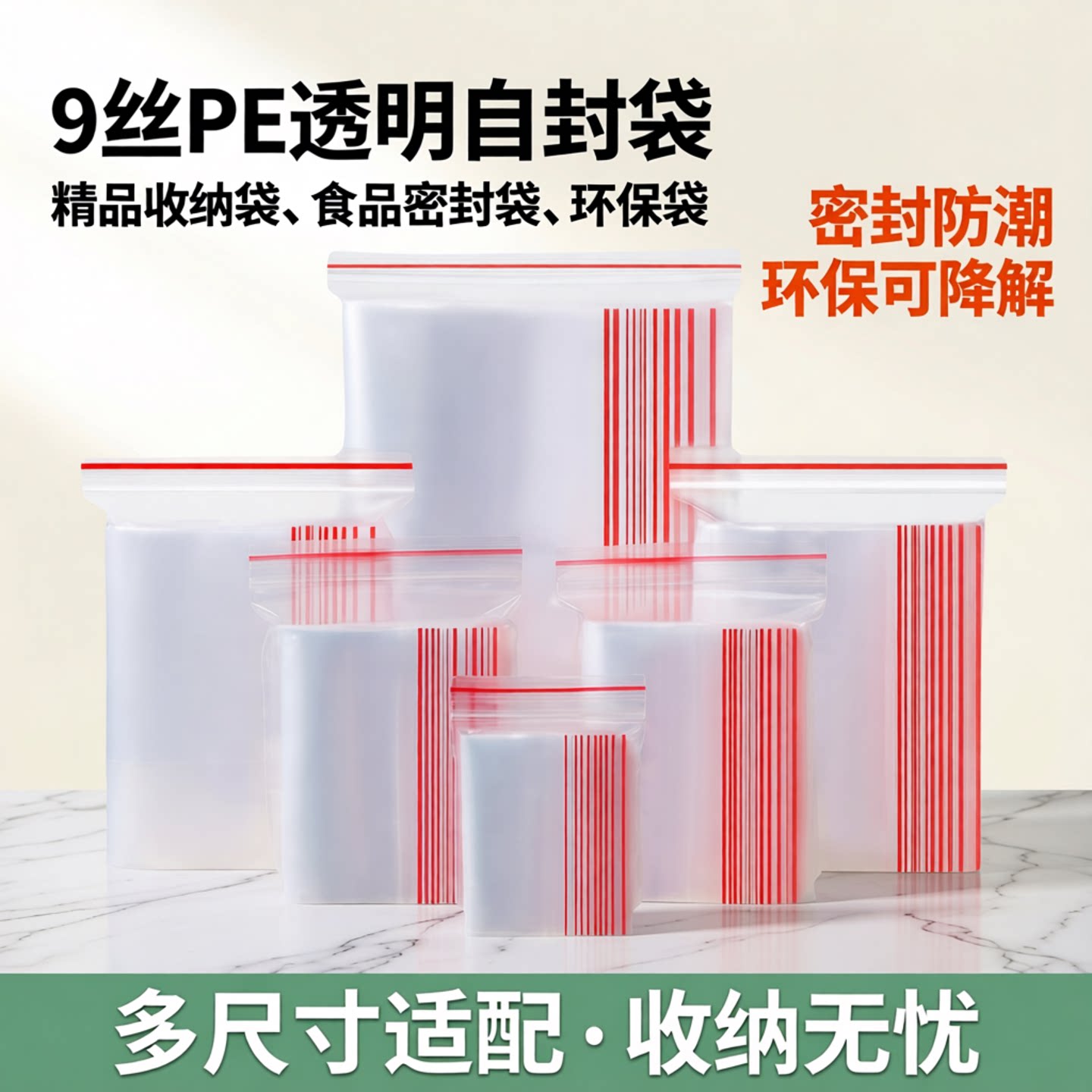 9丝PE透明自封袋精品收纳袋产品包装袋样品袋食品密封袋环保袋