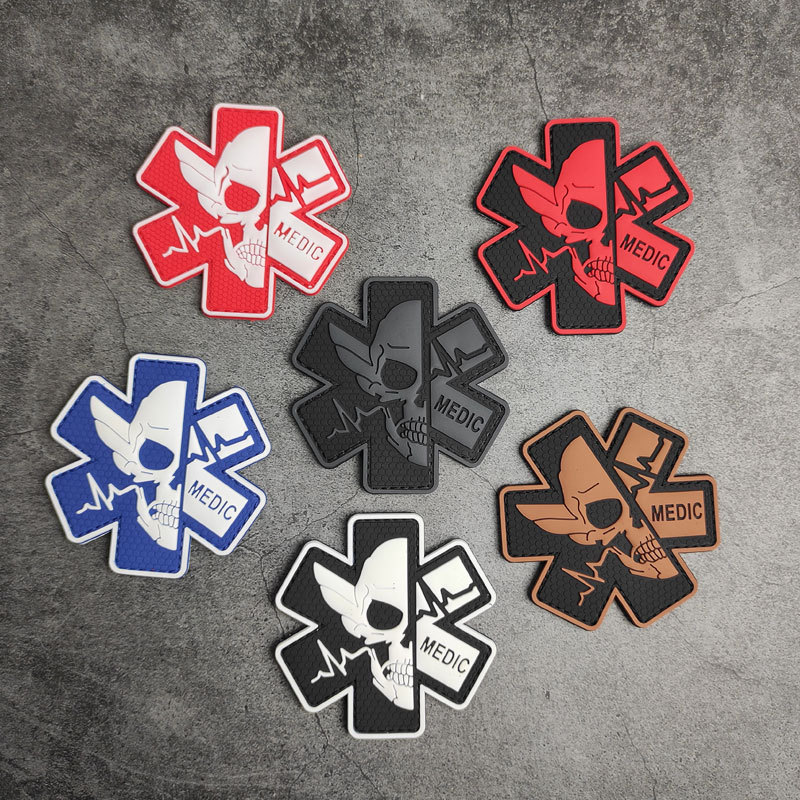 medic医疗魔术贴章战术骷髅军迷士气章pvc橡胶臂章个性徽章包贴
