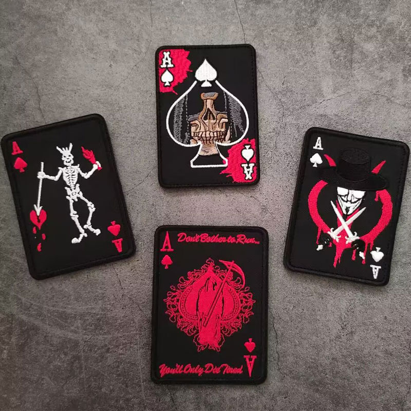 个性创意扑克黑桃a刺绣魔术贴章战术士气徽章臂章pacth补丁背包贴