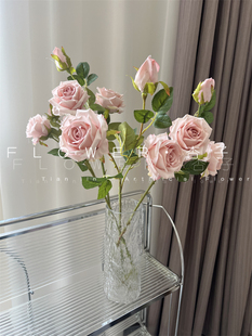 卡罗拉玫瑰花仿真花油画玫瑰涂层布料少女的玫瑰花摄影布景家居花