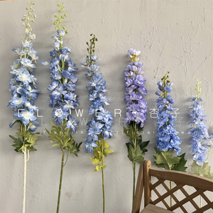 蓝紫色飞燕草紫罗兰千代兰仿真花婚庆高枝线条婚礼堂装饰路引背景