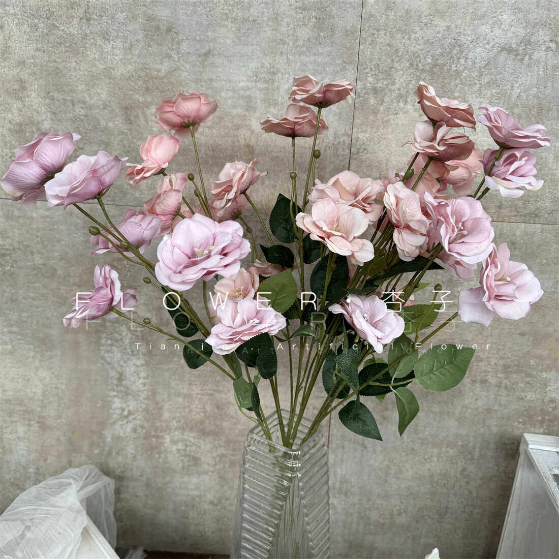 仿真花栀子花婚庆装饰客厅餐桌摆件插花艺拍摄道具多头油画小月季