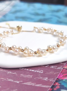 原创女珍珠花束小众天然手链礼物