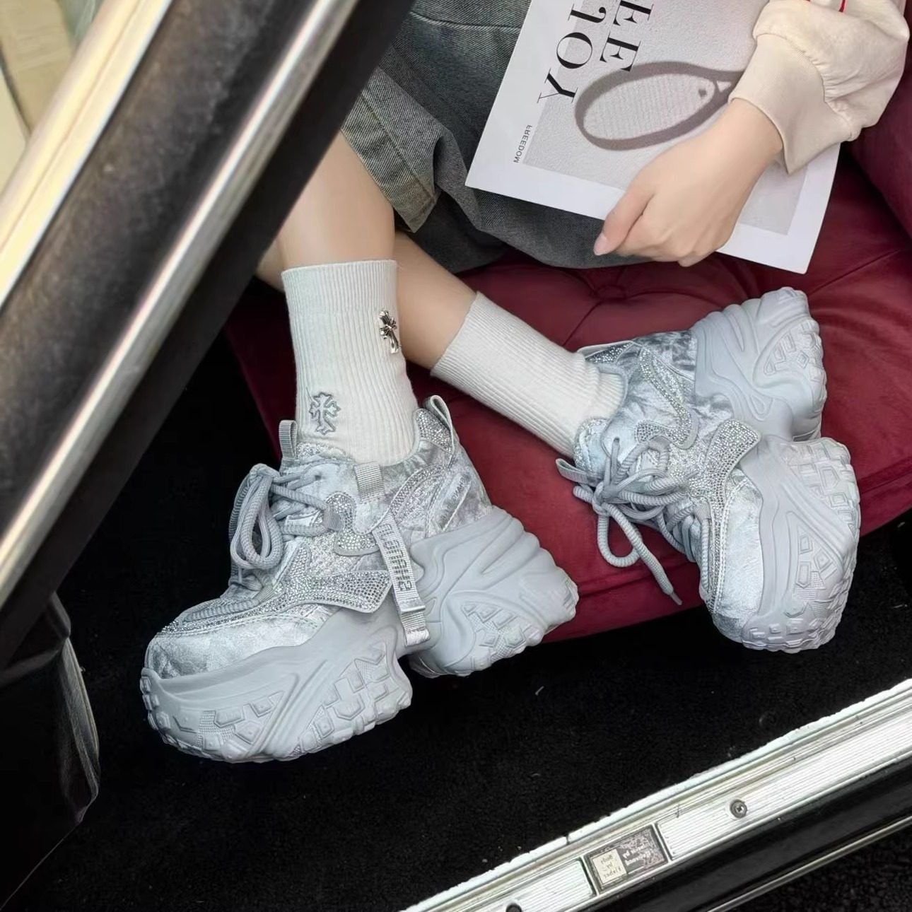 厚底轻便百搭老爹鞋女2026新款女款春款爆款软底不累脚休闲运动鞋,女鞋,时尚休闲鞋,淘宝优惠券,粉丝福利购,淘宝优惠卷