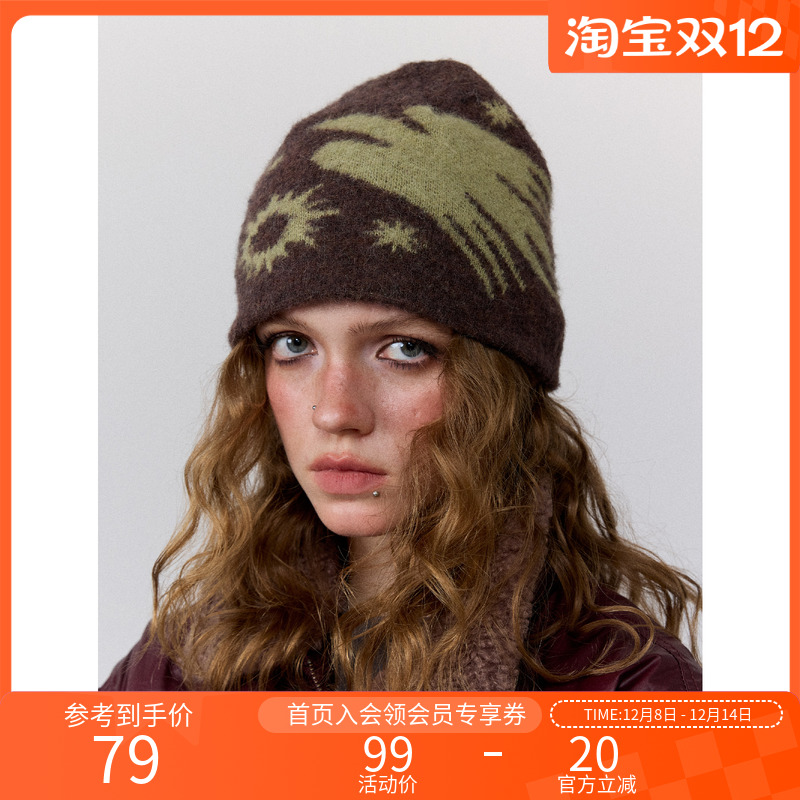 Monterest提花图案拉毛针织冷帽