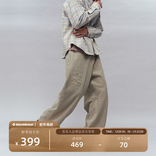 弯刀休闲裤 瞬时山野Monterest户外复古破坏面料水洗做旧工装 长裤