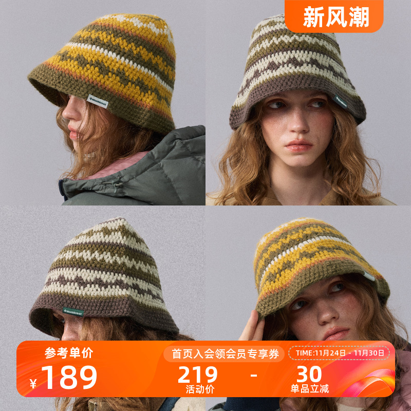 瞬时山野复古民族风图腾条纹盆帽