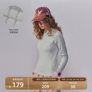 T恤 瞬时山野Monterest3A抗菌反光logo印花格子绒贴身抓绒加绒长袖