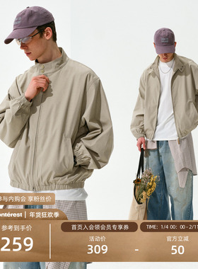 NOTHOMME Teflon三防潮牌春复古纯色立领哈灵顿夹克外套男款