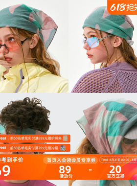瞬时山野Monterest户外苎麻棉多造型叠带花纹图案GD风格头戴方巾