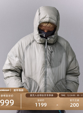 瞬时山野Monterest户外C6防泼水700蓬90白鹅绒透视结构连帽羽绒服