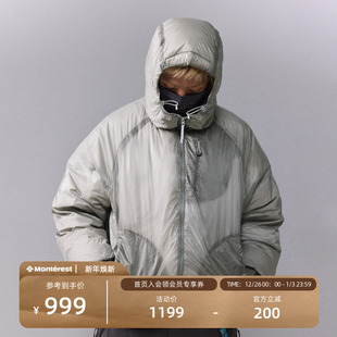 瞬时山野Monterest户外C6防泼水700蓬90白鹅绒透视结构连帽羽绒服