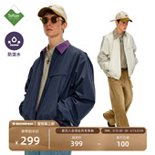 NOTHOMME户外Teflon三防细格纹理撞色翻领复古底特律夹克外套