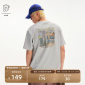 瞬时山野Monterest户外5A抗菌分镜树林印花宽松做旧休闲短袖 T恤男