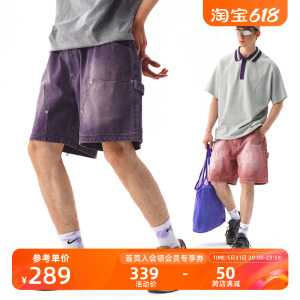 NOTHOMME山系户外复古cleanfit伐木牛仔短裤重磅水洗做旧五分裤男