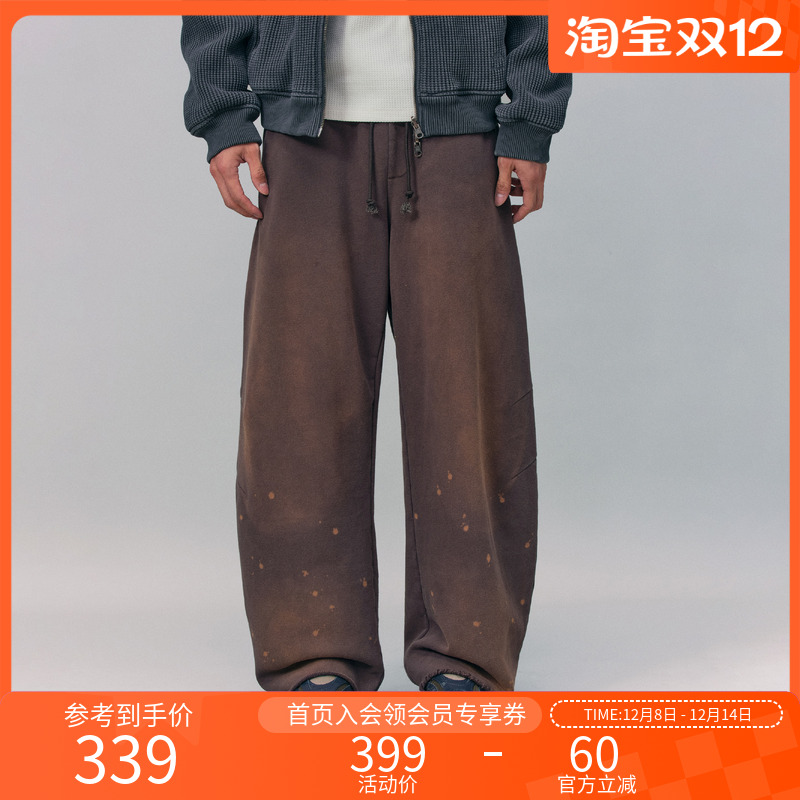 Monterest复古水洗加绒卫裤